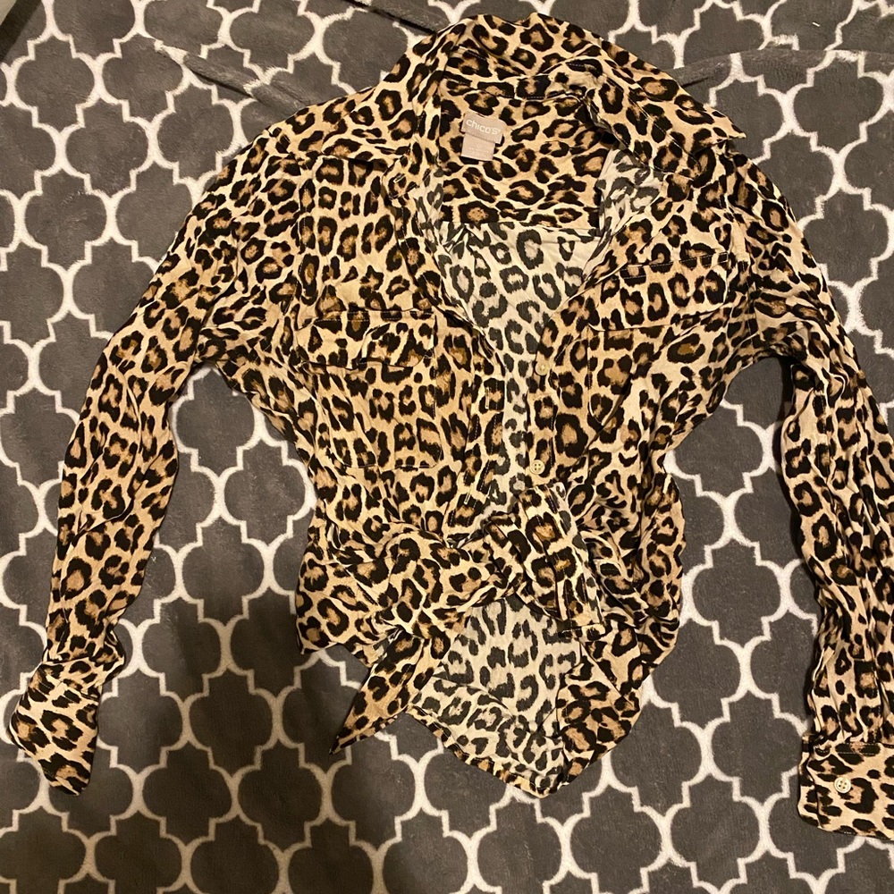 Chico’s leopard animal print long sleeve top